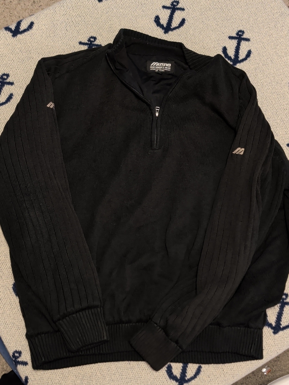 Mizuno Men’s Black Quarter-Zip Windproof Performance Sweater